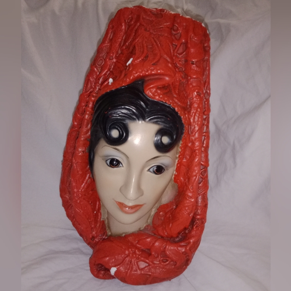 Mid Century Modern MCM Spanish Lady Chalkware Bust 1966 Marwal Vintage Decor